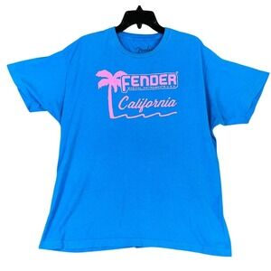 Fender California Musical Instruments Shirt Mens XL Blue Graphic Tee‎ Musician
